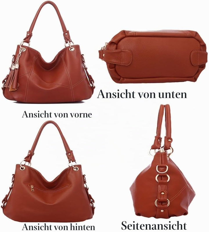 FiveloveTwo Dame Top-Handgriff Tasche Schultertasche Satchel Handtaschen Tote Taschen Geldbörse Schw