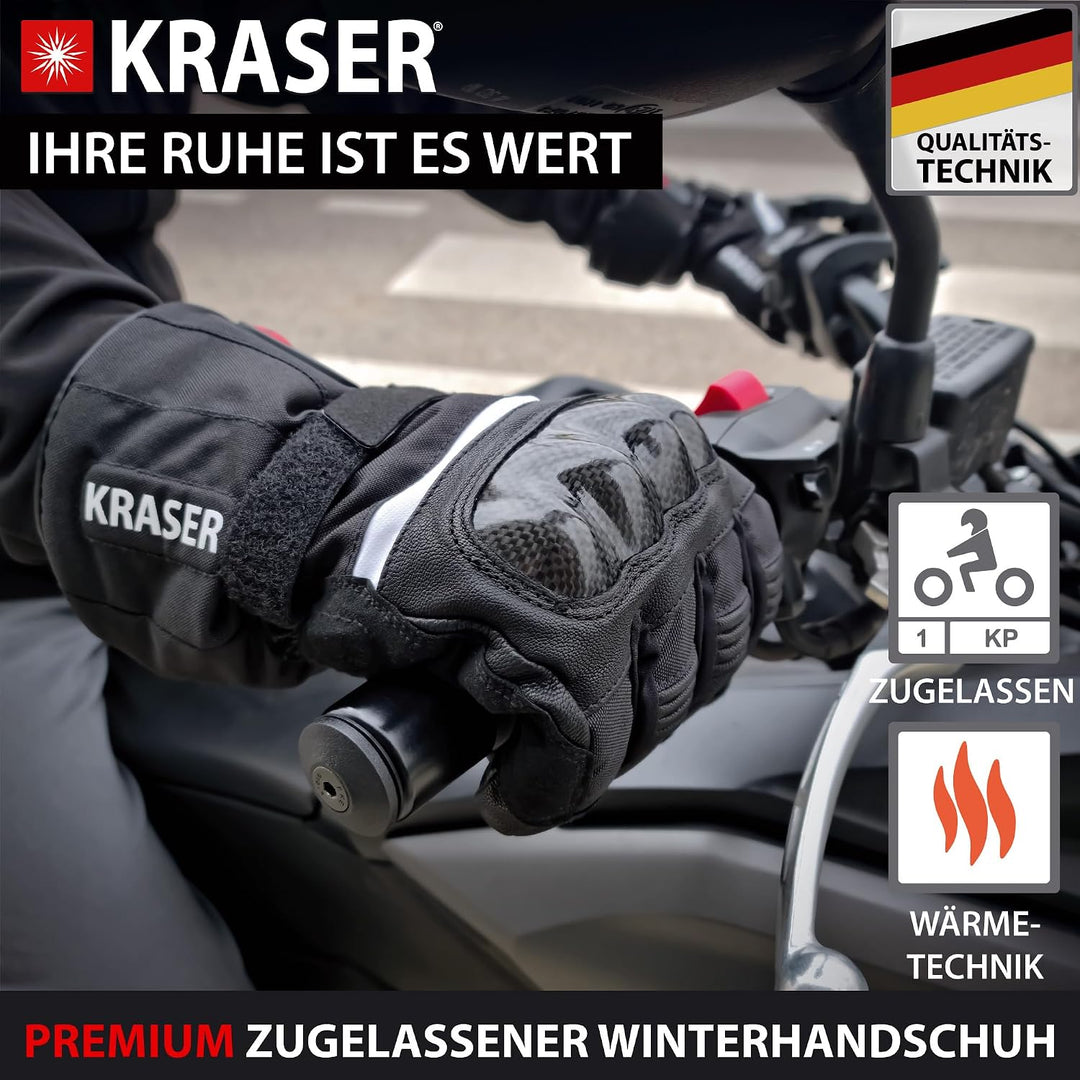 KRASER KRGS28-L Beheizte Handschuhe für Motorrad Ski Snow, Elektrisch Thermal 2200mAh Lithium 7,4 V