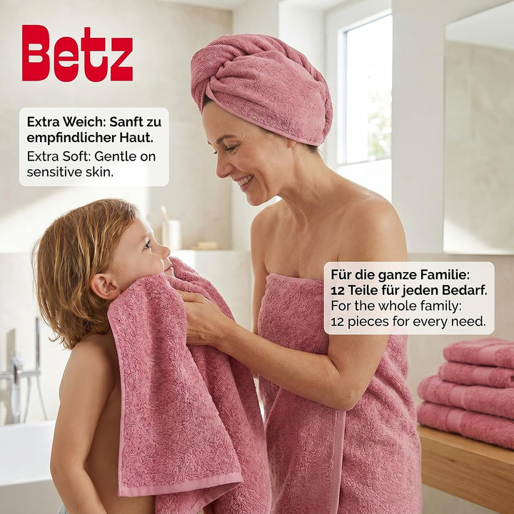 Betz 12 TLG. Handtuch Set Berlin 100% Baumwolle 2 Liegetücher 4 Handtücher 2 Gästetücher 2 Seiflappe