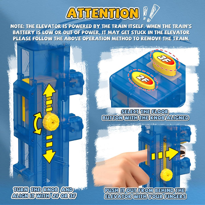 YESHIN Eisenbahn Elektrisch Cube Track Mit Aufzug, Clickrail Electric Train Set, DIY Zugstrecken-Set