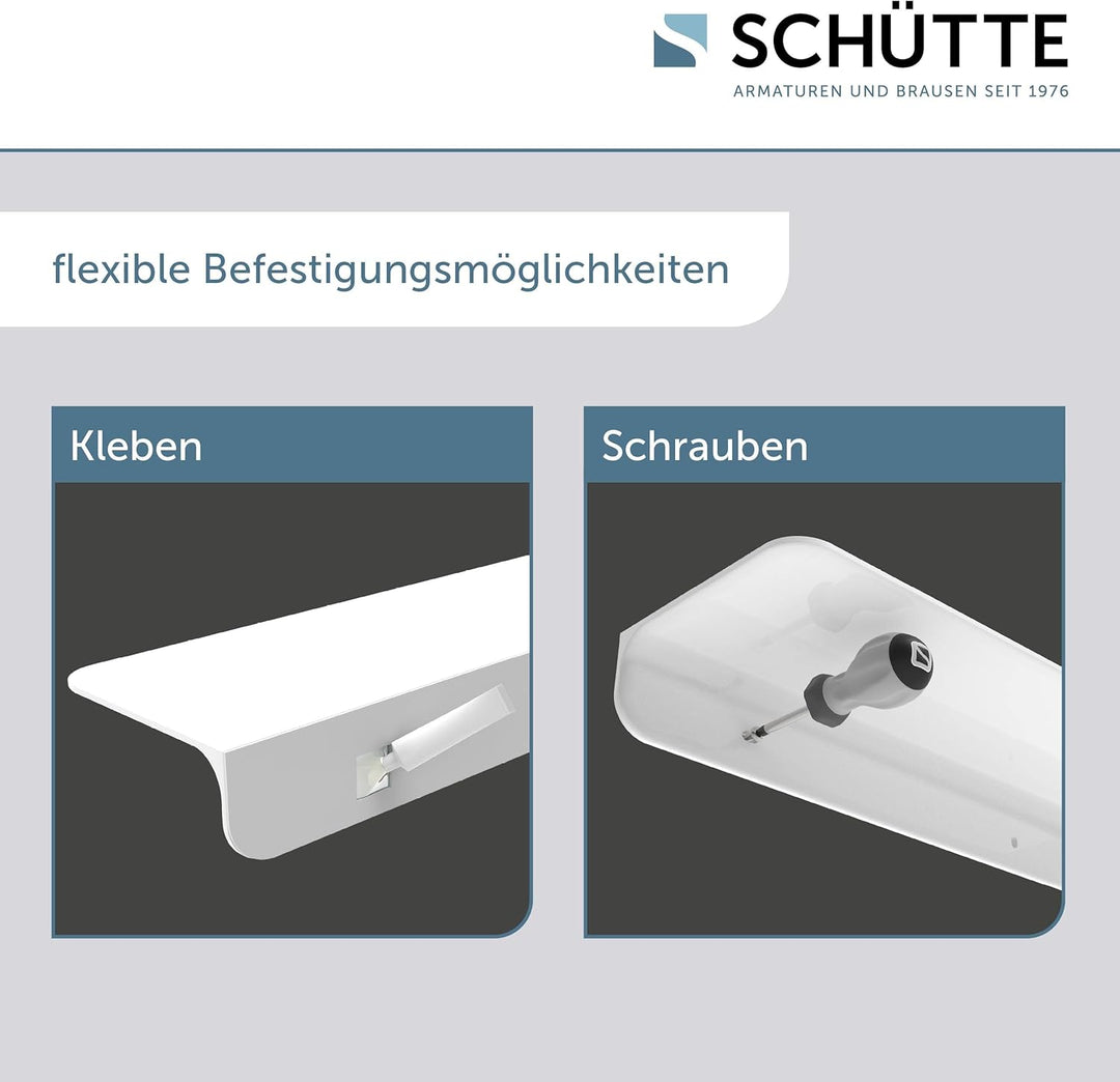 SCHÜTTE 10500 Duschablage selbstklebend Duschregal ohne Bohren Badregal Weiss Badablage zum Kleben W