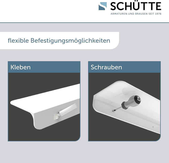 SCHÜTTE 10500 Duschablage selbstklebend Duschregal ohne Bohren Badregal Weiss Badablage zum Kleben W
