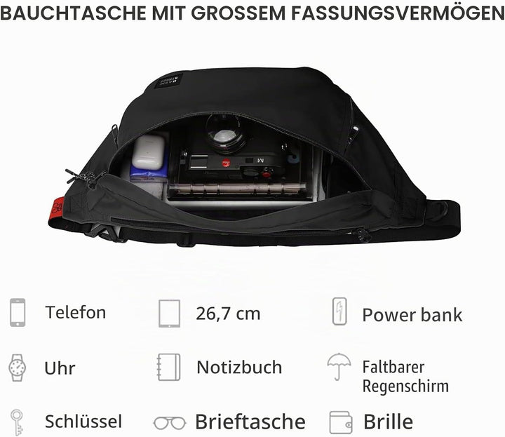 Grosse Gürteltasche in Übergrösse für Männer und Frauen, wasserdicht, Hüfttasche mit verstellbarem G