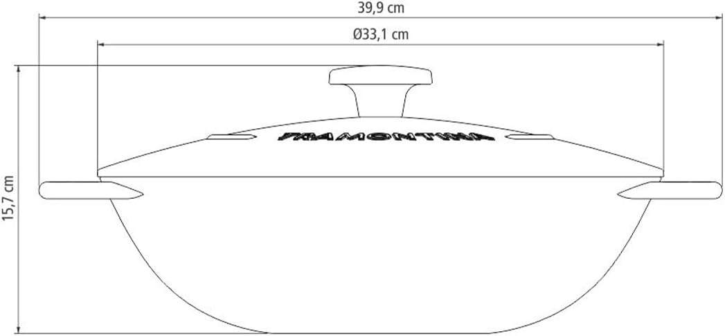 Tramontina Wok aus Gusseisen mit Deckel, 5l, Durchmesser 32 cm, 32 cm