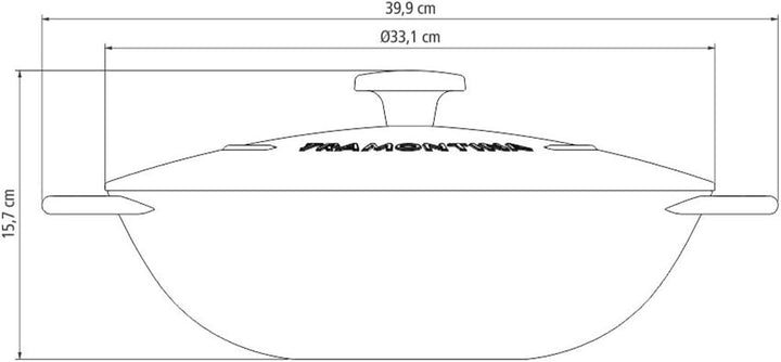 Tramontina Wok aus Gusseisen mit Deckel, 5l, Durchmesser 32 cm, 32 cm