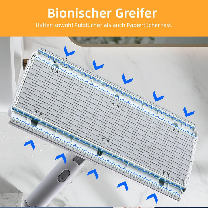 Wischmopp mit Druck-Klemm-System, Bodenwischer mit Automatischen Tuchwechsel, Zero Touch EIN-Knopf-W