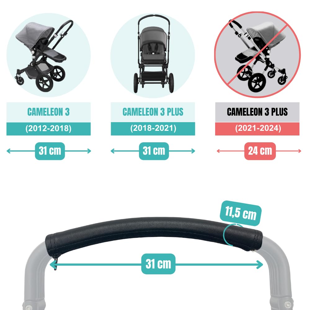 PROTEC TIF | Schutzhülle kompatibel mit der Bugaboo Cameleon 3 und Buffalo tragebügel (KUNSTLEDER) 1