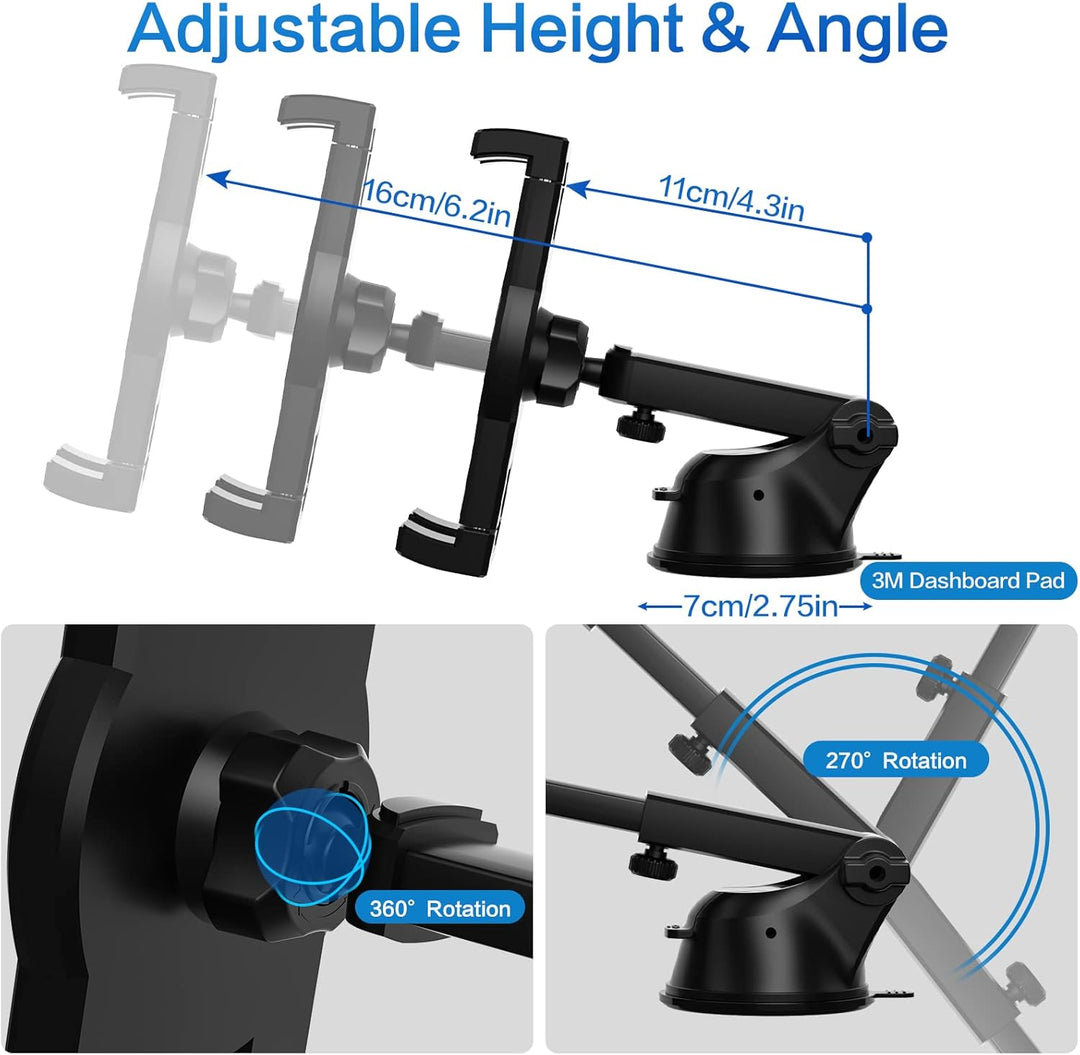 woleyi Universeller Auto Tablet Halter, 3-in-1 Tablet & Handy Autohalterung Armaturenbrett Windschut