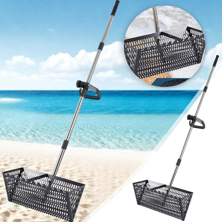 Sandflohharke 55,5 Zoll Kohlenstoffstahl Sandrake Sandsieb Siebschaufel Erdsieb Gartensieb mit Stump