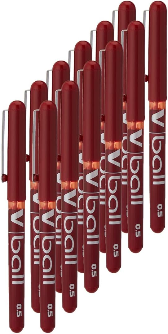 Pilot VB5 Tintenroller 0,5 mm Schreibspitze 0,3 mm Strichbreite 12 Stück rot Rouge, Rouge