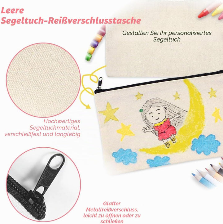 30 Stück Canvas Zipper Pouch Taschen, DIY Handwerk Blank Makeup Taschen, Canvas Bleistift Fall Kosme