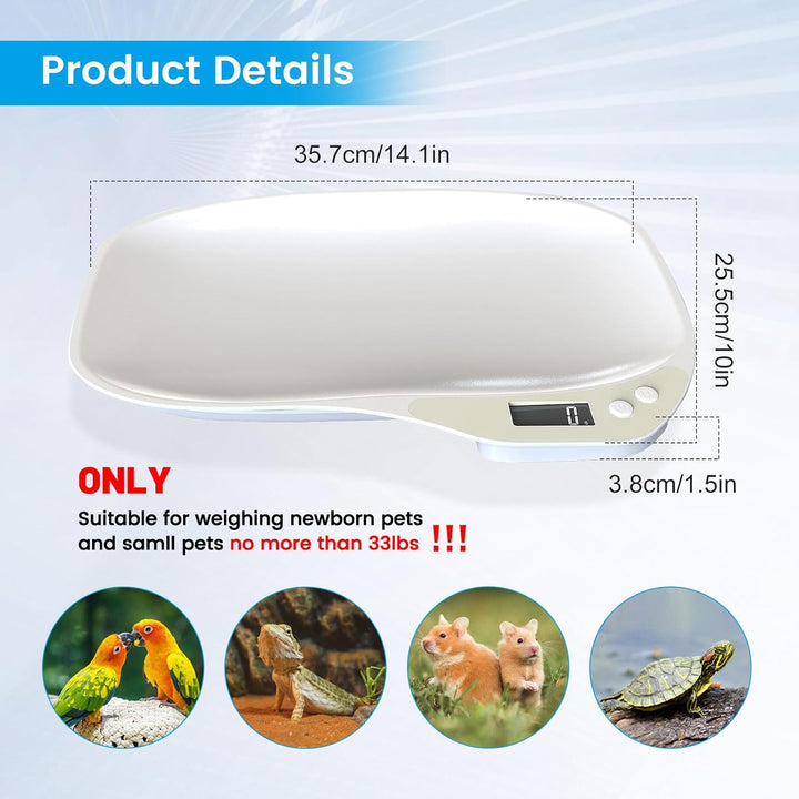 Tierwaage für Kleine Tiere, Kleine Digitalwaage Haustierwaage, Hundewaage 15Kg (±1gram), LCD Digital