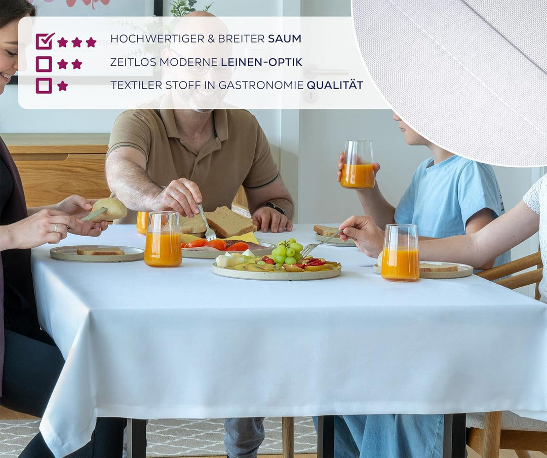 BEAUTEX fleckenabweisende und bügelfreie Tischdecke - Tischtuch mit Lotuseffekt - Tischwäsche in Lei