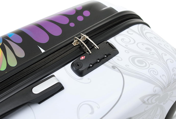 BEIBYE Butterfly 2060 4tlg Reisekoffer Trolley Hartschalen Kofferset (M-56cm), M-56cm