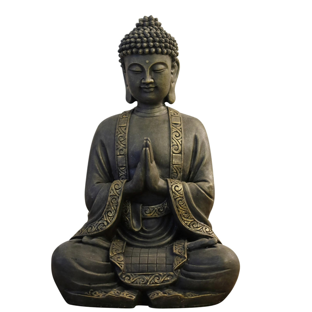 zen' Light Grosse Statue Buddha Vermittlung, Kunstharz, Bonze, 15 x 24 x 37.5 cm