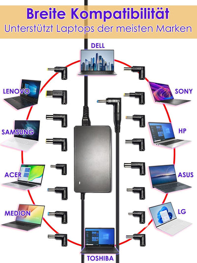 HUARIY 90W Laptop Netzteil Universal Ladekabel Ladegerät für HP Spectre X360 Dell Inspiron XPS Lenov