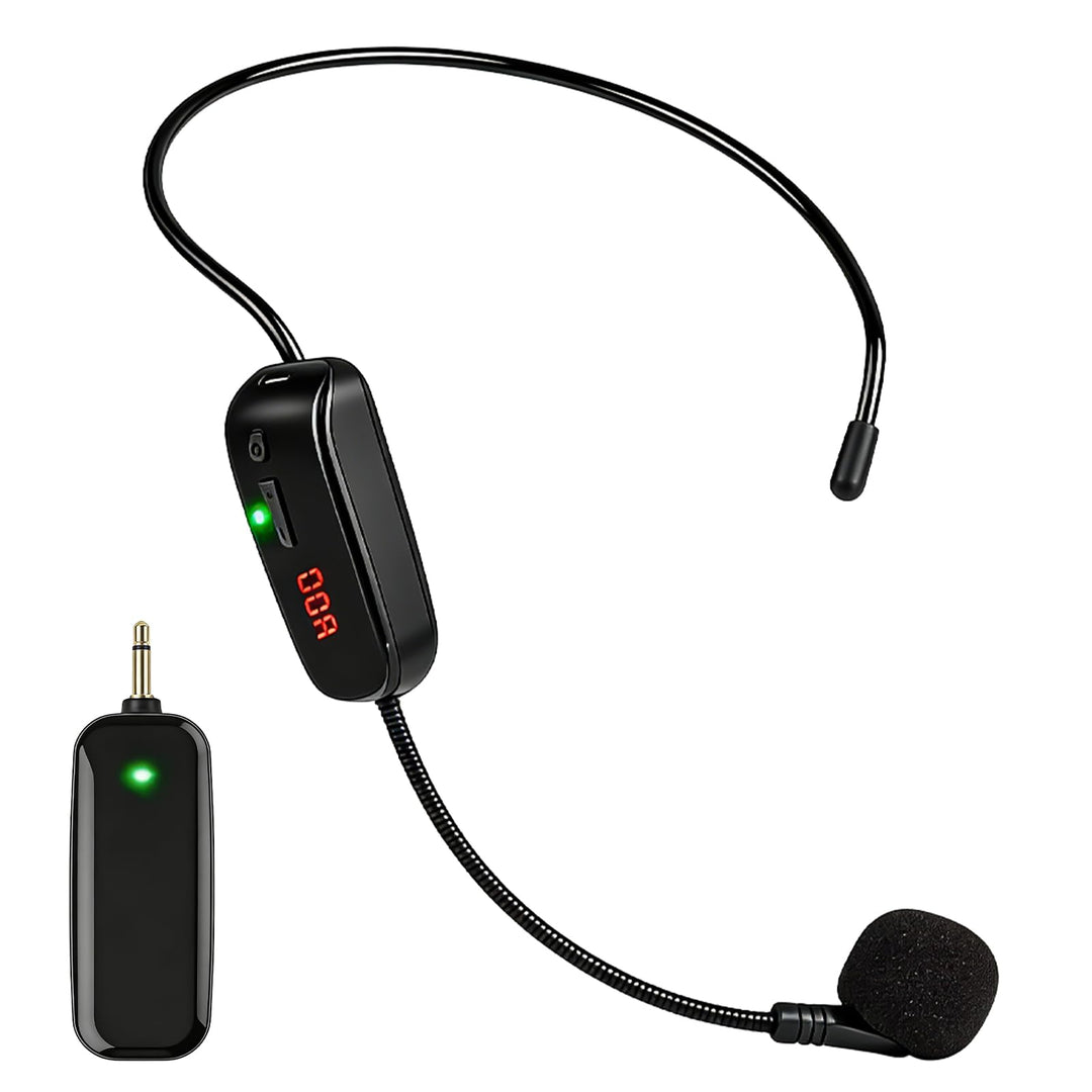 Wireless Mikrofon Headset, UHF Mikrofon Kabellos Wiederaufladbares Drahtloses Kopfmikrofon funkmikro