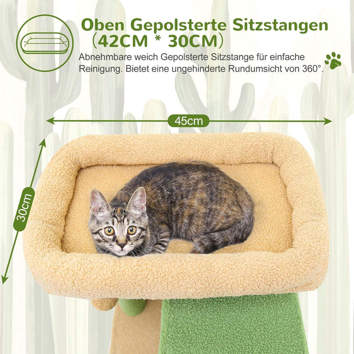 Globlazer Kratzbaum Kaktus Grün Grosse hoch 178 cm mit Hängematte Weich 43*36CM, Katzenhaus, Gepolst