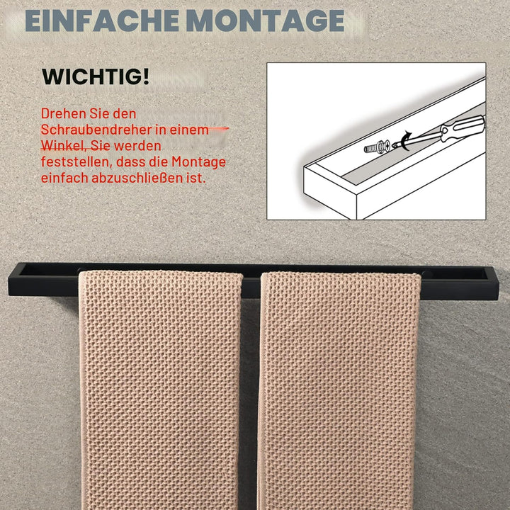 SAYAYO Handtuchhalter Schwarz Handtuchstange Gästehandtuchhalter Wandmontage Edelstahl Badetuchhalte