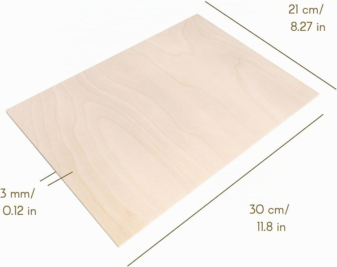 Creative Deco 10 x A4 Sperrholzplatte 3mm | 300 x 210 mm | Birkensperrholz Laserfähig Dünne Holz-Zus