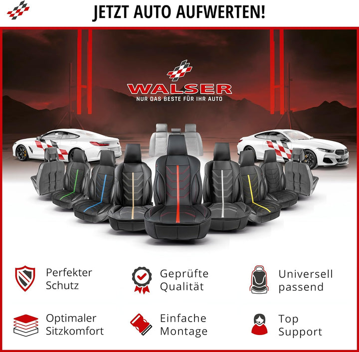Walser Premium Sitzauflage Auto Kimi, Sitzschoner Auto schwarz/grau, Vergleichssieger* Auto Sitzaufl