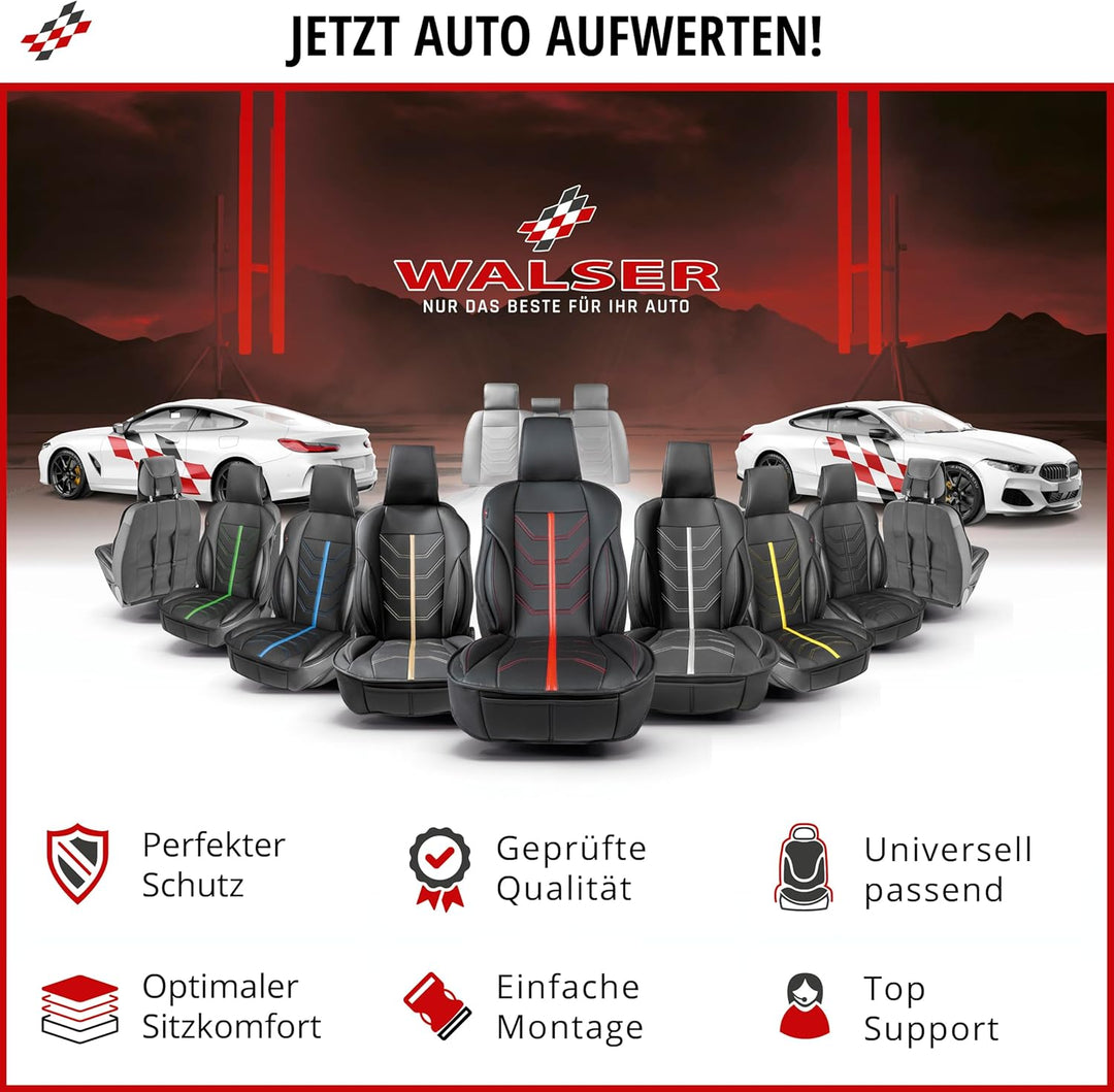 WALSER Premium Sitzauflage Auto Rückbank Kimi schwarz/grau, Vergleichssieger Auto Sitzauflagen, Auto