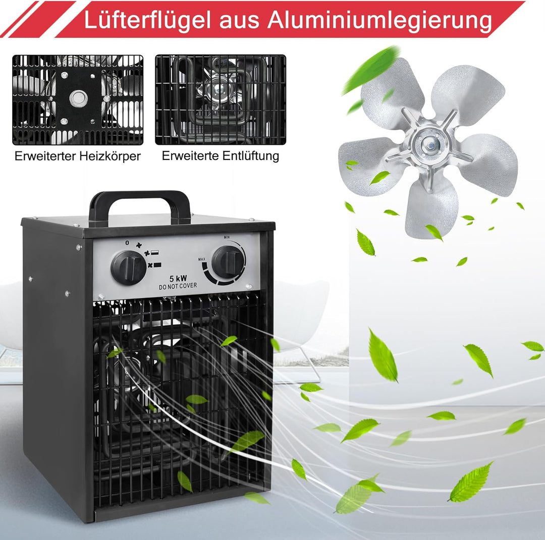 UISEBRT Heizlüfter Elektroheizung 400V Bauheizer Elektroheizer Heizstrahler Heizgeraet Heizgebläse m