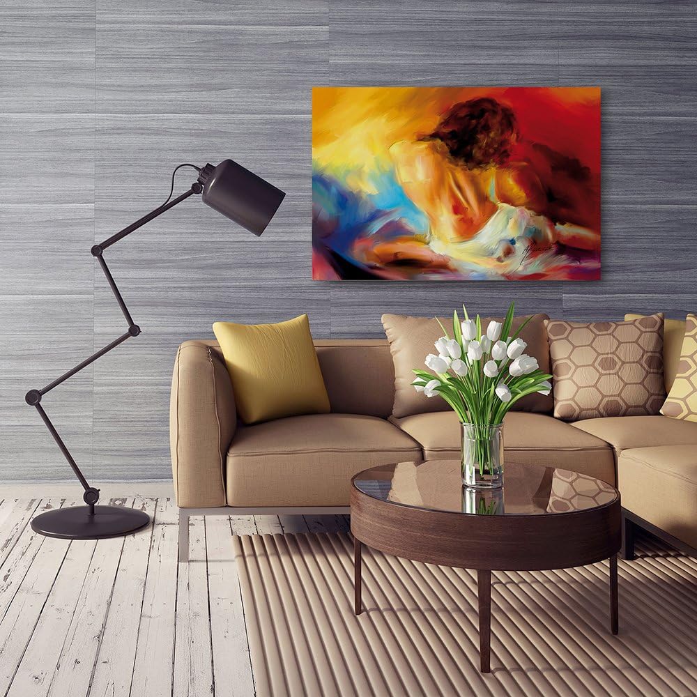 Feeby, Leinwandbild, Bilder, Wand Bild, Wandbilder, Kunstdruck 80x120cm, Frau, LOCKIGES Haar, AKT, R
