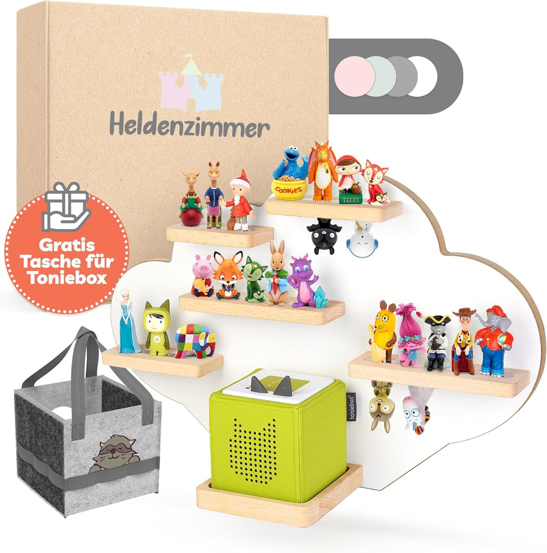 Tonie Regal Wolke Weiss für Toniebox 1 & 2 [GRATIS Tragetasche] bis 20 Figuren - Mädchen und Junge -