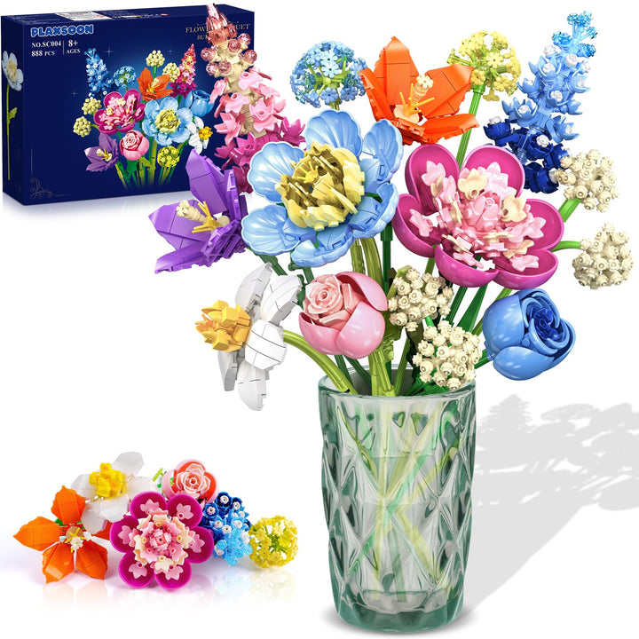 Blume Bausteine für Erwachsene, Botanical Kollektion Bauspielzeug, Pflanze Home Deko, Blumenstrauss