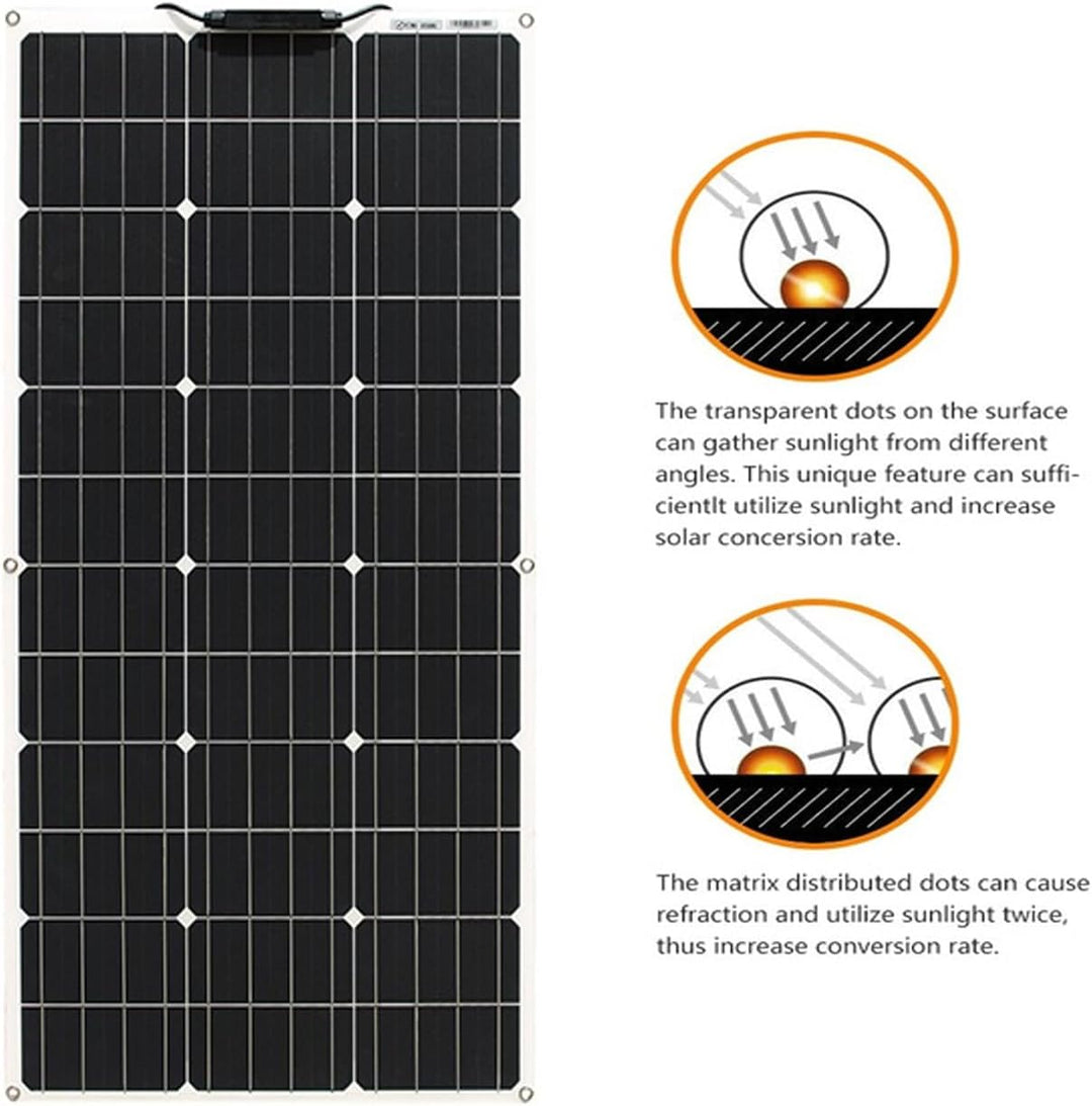 800W Flexibel Solarpanel (8 Stück 100W) 12V Monokristalline Flexible Solarmodul Off-Grid für Marine,