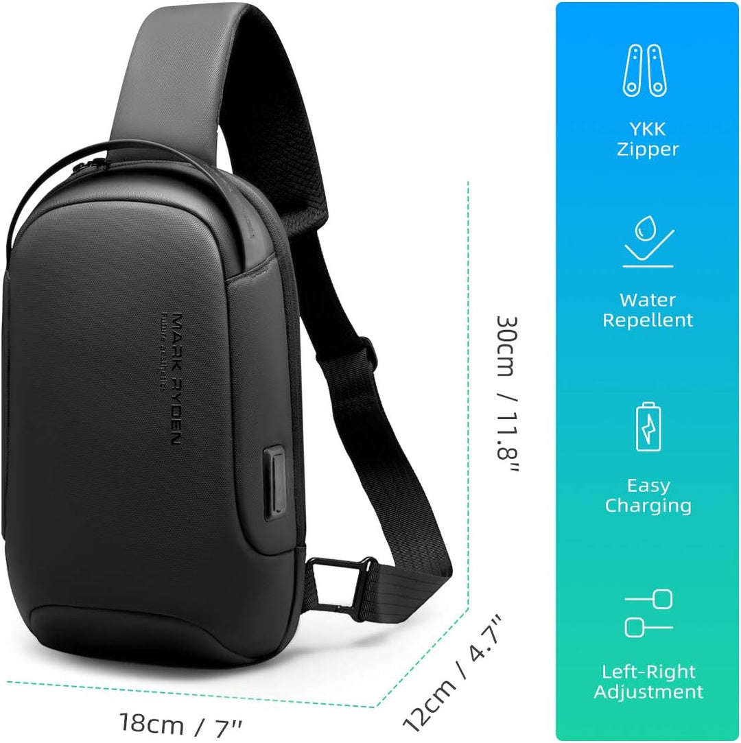 MARK RYDEN Crossbody wasserdichte Schultertasche für Männer Damen Diebstahlsicherung Brusttasche Tra