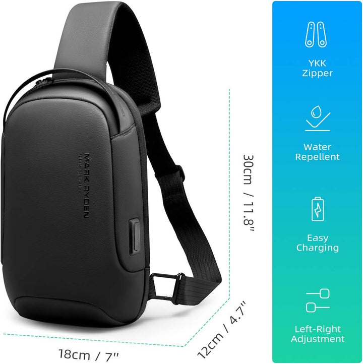 MARK RYDEN Crossbody wasserdichte Schultertasche für Männer Damen Diebstahlsicherung Brusttasche Tra