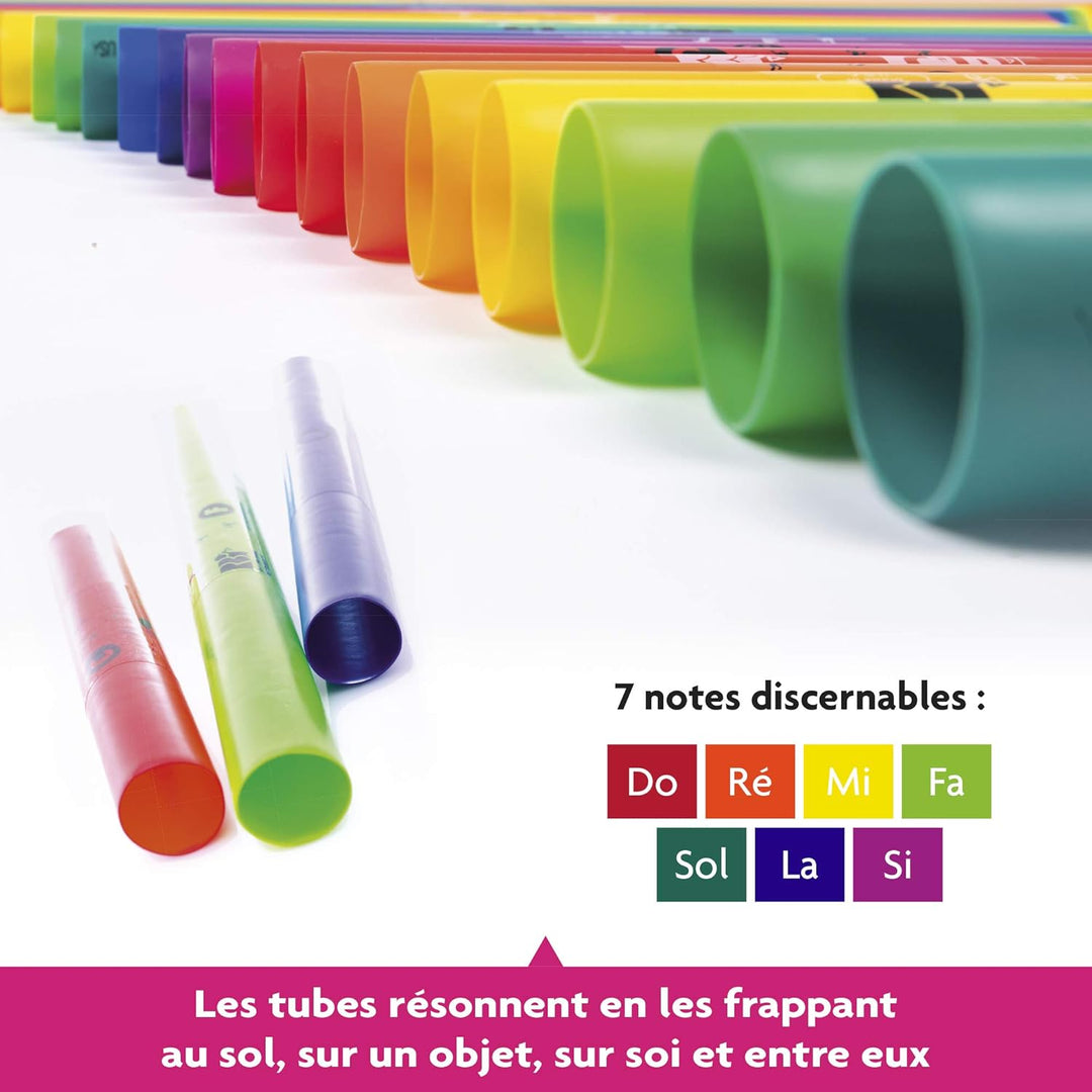 FUZEAU - 3462 – Set mit 7 diatonischen Bass Boomwhackern – auf jeder Röhre stimmt seine bunte Note –