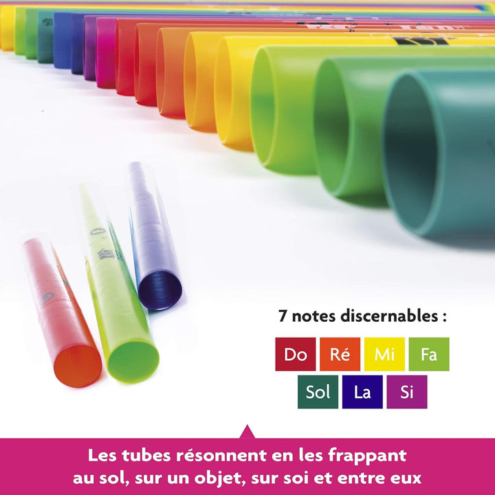 FUZEAU - 3462 – Set mit 7 diatonischen Bass Boomwhackern – auf jeder Röhre stimmt seine bunte Note –