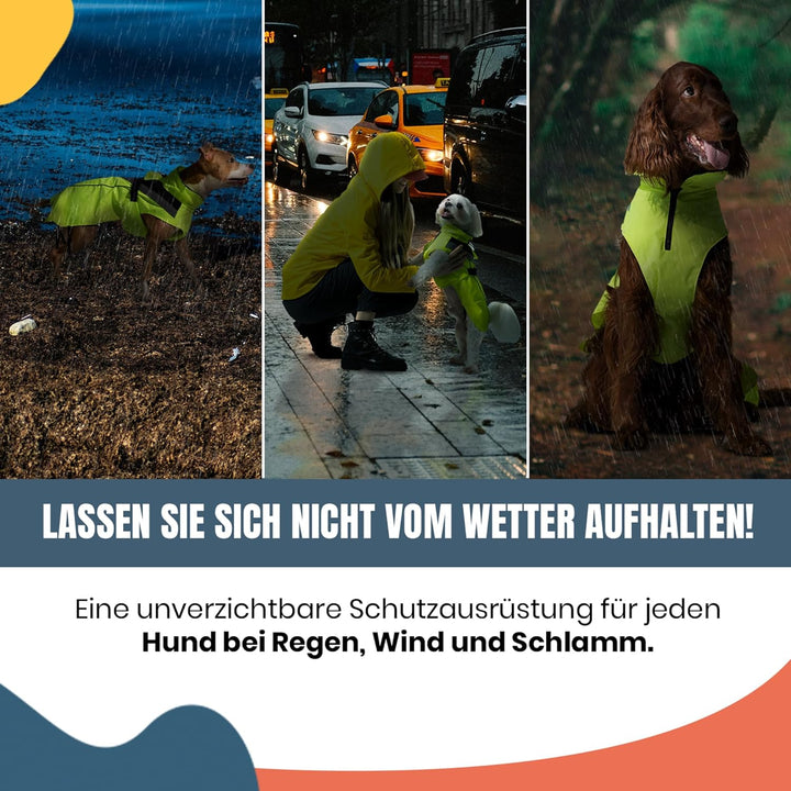 DOGOPAL Regenmantel Hund wasserdicht für kleine & grosse Hunde - Gelber Hunderegenmantel mit Reflekt