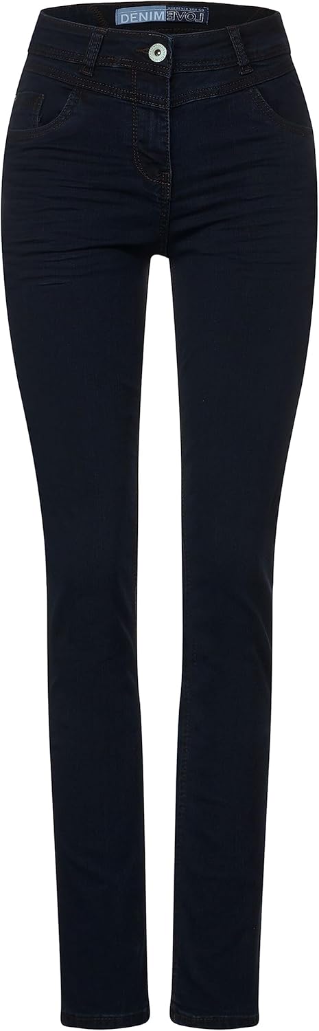Cecil Damen Jeanshose Slim und High 25W / 34L Blue Black Washed, 25W / 34L Blue Black Washed