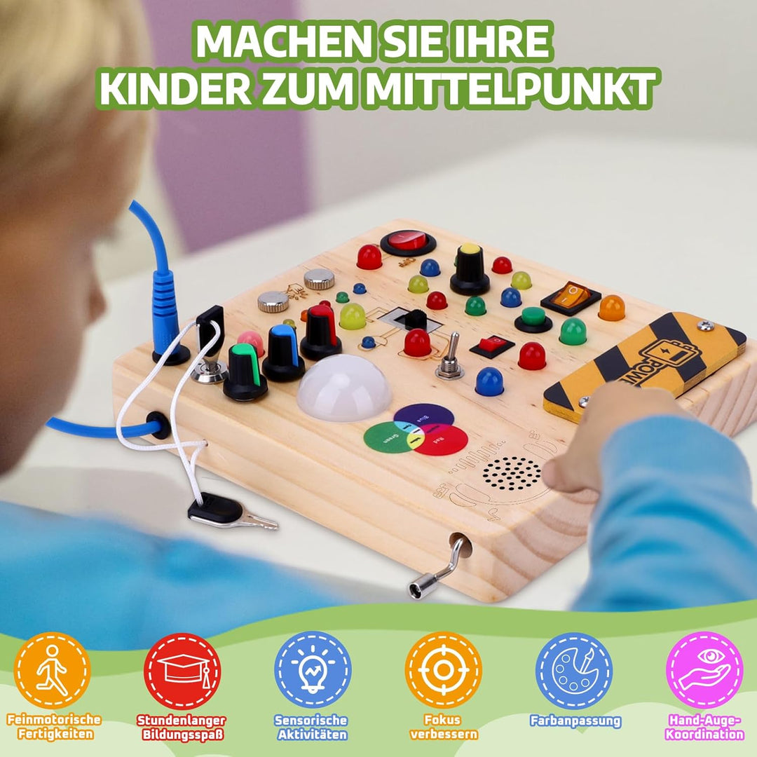 Konijiwa Montessori Spielzeug ab 1 Jahr Busy Board Activity Board Spielzeug ab 2 Jahre Holzspielzeug