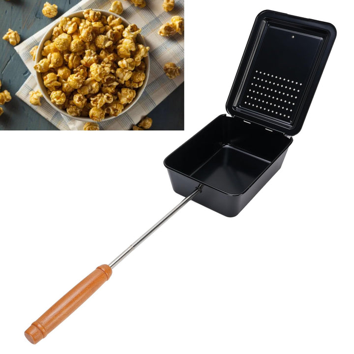 Handwerkspopcorn Grillschale, Manuelle Popcornpfanne mit Holzgriff, Hergestellt aus Premium -Eisen Z