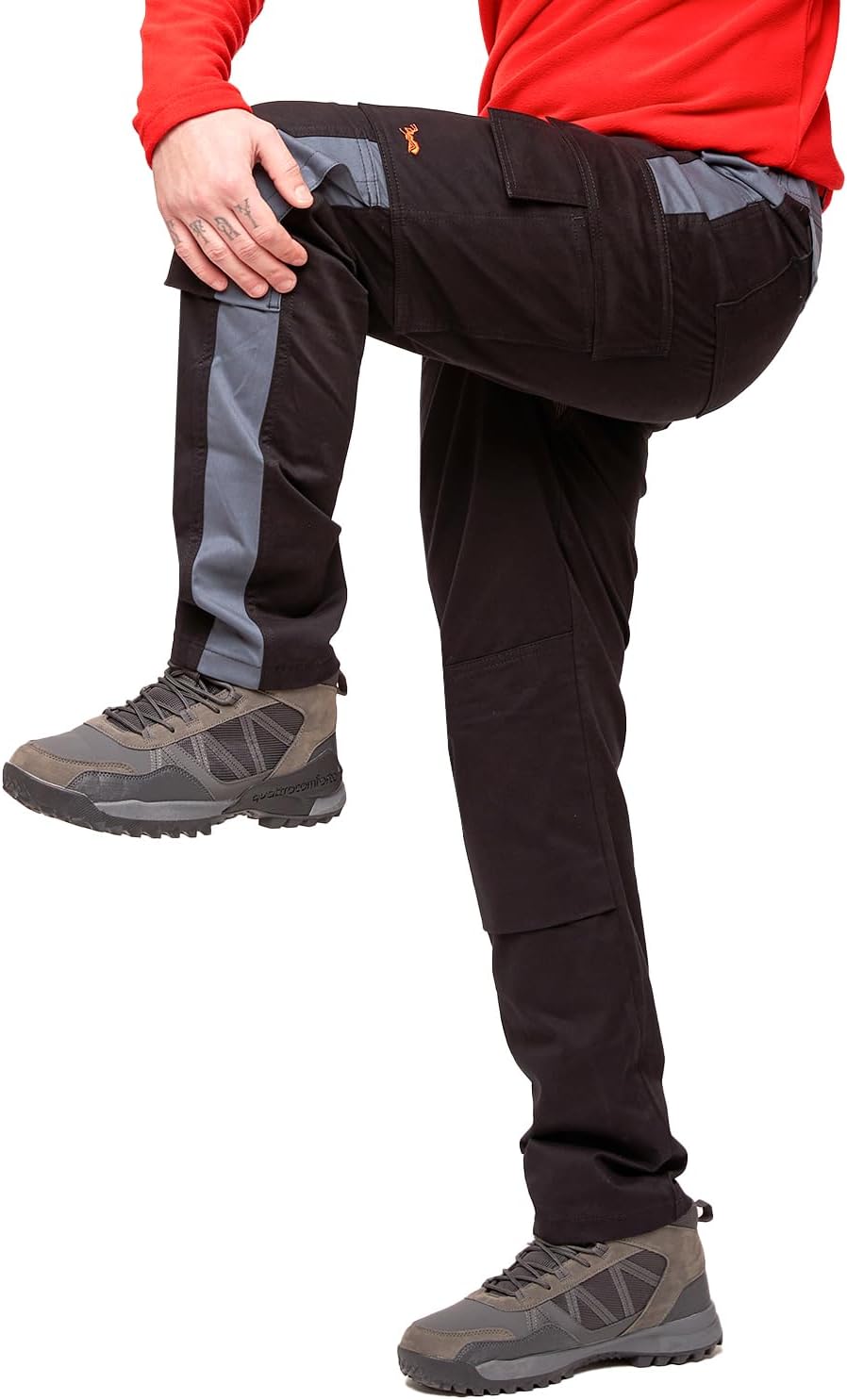 strongAnt Arbeitshose komplett Stretch Männer Berlin Pro Bundhose Schwarz Weiss Grau, 42 Schwarz-gra