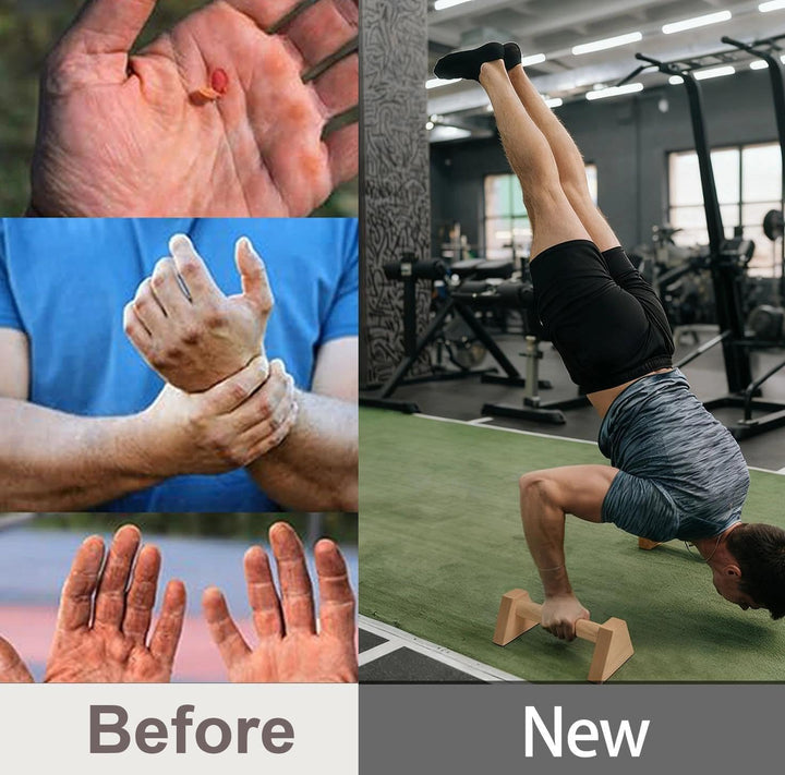 Liegestützgriffe, 2 Push Up Bars, Handstandstange, Holz Parallettes, mit Zwei Abnehmbaren Griffschla