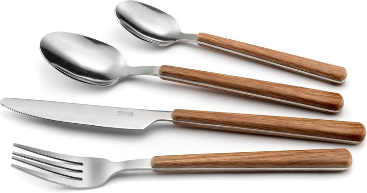 Amefa Bosquet Besteck-Set, 24-teilig, Edelstahl 18/0, Holzgriff, spülmaschinengeeignet