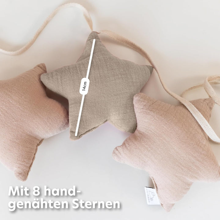 LILIMAUS Sternen Wimpelkette Stoff [in 12 Farben] Wimpelkette Kinderzimmer - 100% Baumwolle Handmade