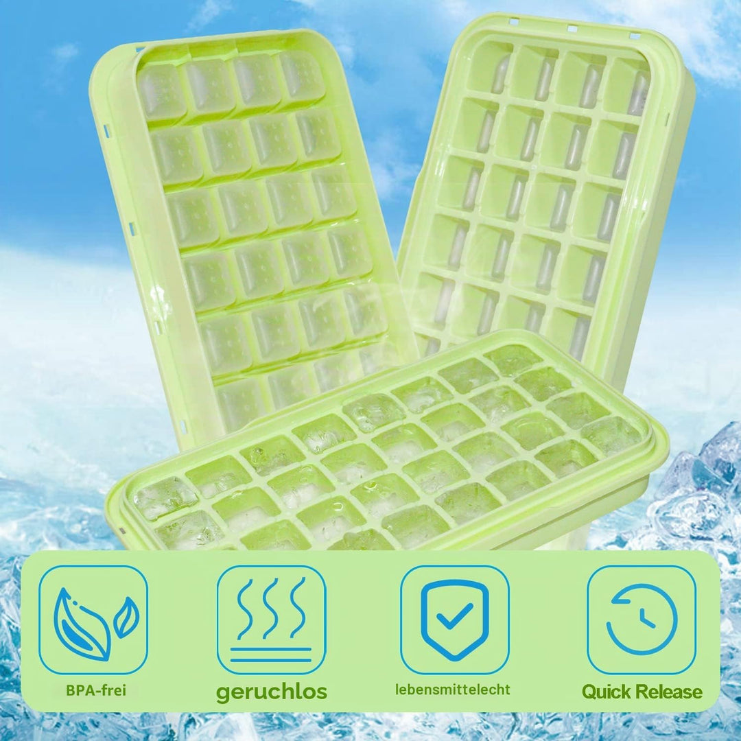 Eiswürfelform, Lebensmittelechte Silikon Eiswürfelbehälter mit Deckel, Alle Eiswürfel in Einer Sekun