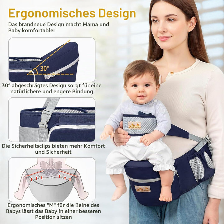 Viedouce Baby Hüftsitz Ergonomische mit Sicherheitsgurt Schutz,Reine Baumwolle Leicht und atmungsakt
