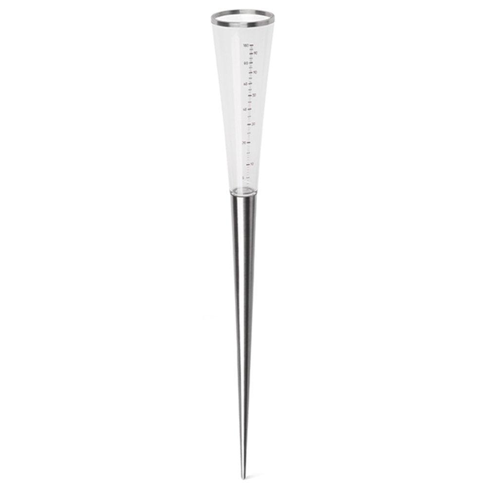 blomus -CAMPO- Regenmesser aus Glas, Edelstahlsockel, 1 Liter Fassungsvermögen, einfache Handhabung,