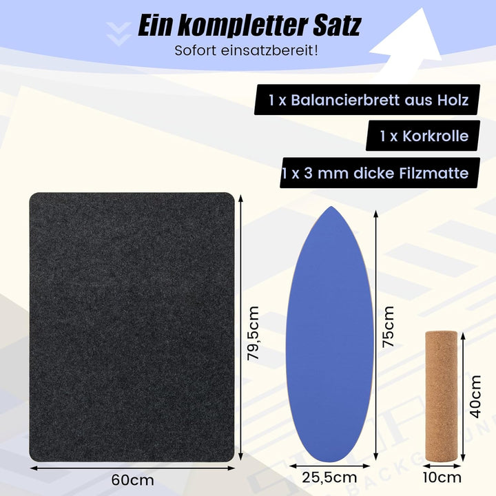 COSTWAY Balance Board aus Holz, Balancebrett, Balance Trainer Trickboard für zuhause, inkl. Korkroll