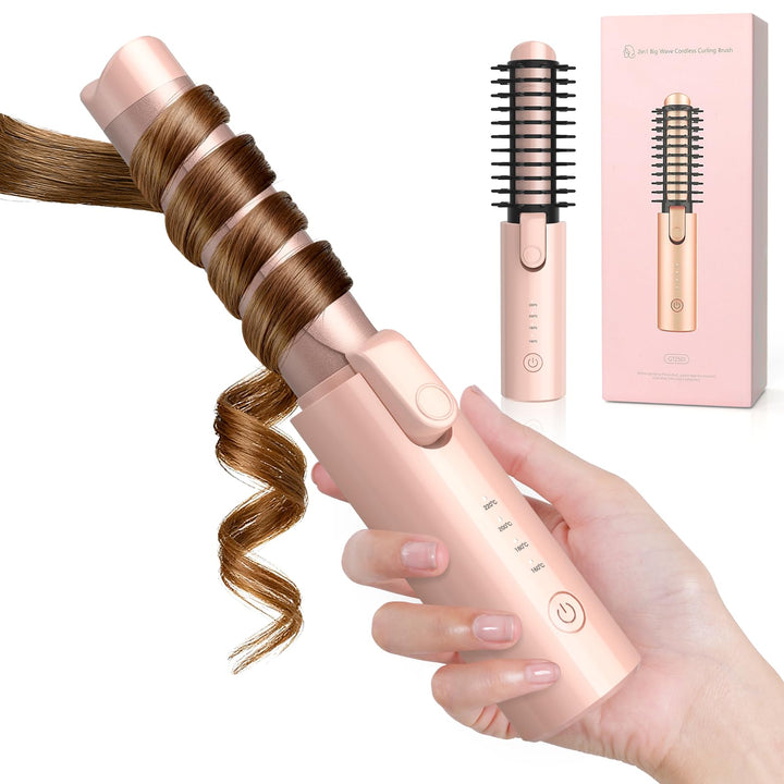 Schnurloser Lockenstab 32mm, Curling Iron mit 4 Temperaturen Tragbare Reise, 7000 mAh USB-aufladbare