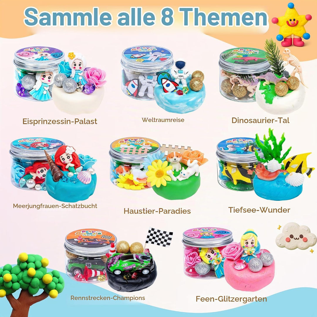 JOY SPOT! 8 Themen Sensorische Knete in dose, ungiftig Knetmasse Set, Kreatives Kinderknete Spielzeu