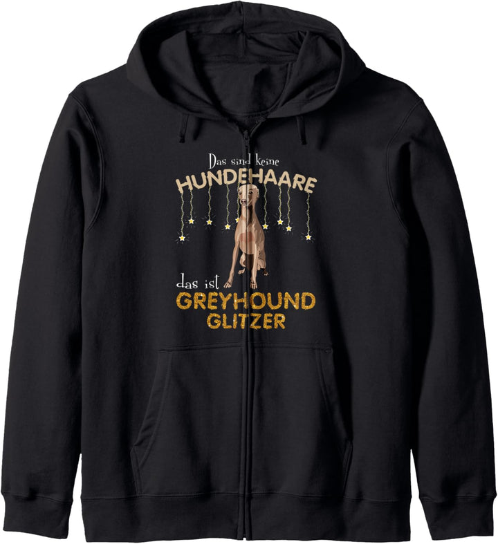 Das sind keine Hundehaare das ist Greyhound Glitze Kapuzenjacke